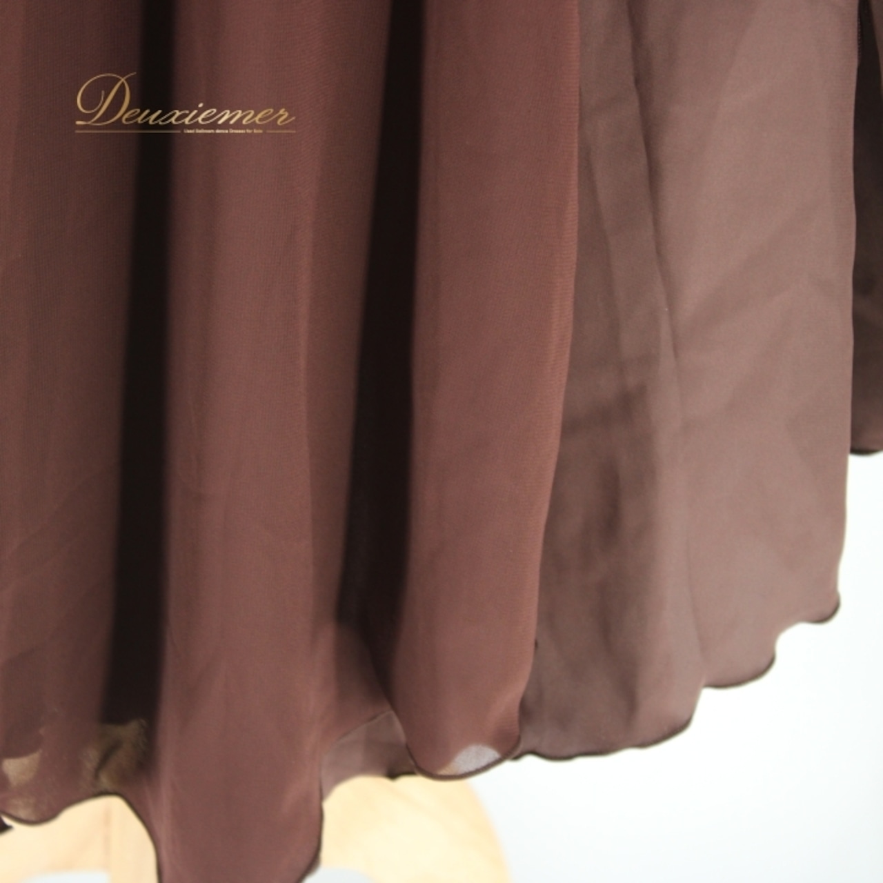 社交ダンス 衣装 スタンダード スカート レッスンウェア 練習着 オールシーズン U:NA ユーナ ブラウン系 無地 シンプル 茶色 フォーマル 大人用 フレアスカート デザイン 伸縮性あり ポリエステル おしゃれ 上品 送料無料