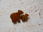 ~1990’s ALASKA souvenir Handmade wooden brooch／母くま