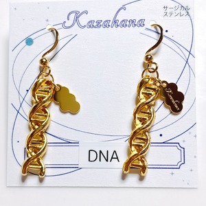 DNA ピアス・イヤリング　二重らせん 分子構造 理系アクセサリー シルバー ゴールド おしゃれ