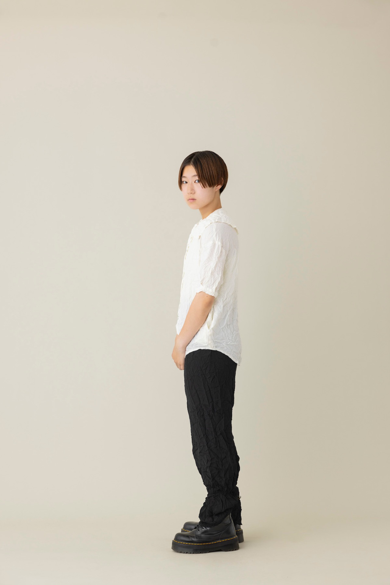 〈 folkmade 24SS 〉 wrinkled drawer pants #2 / black /