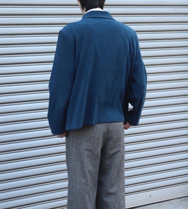 dark blue open collar jacket