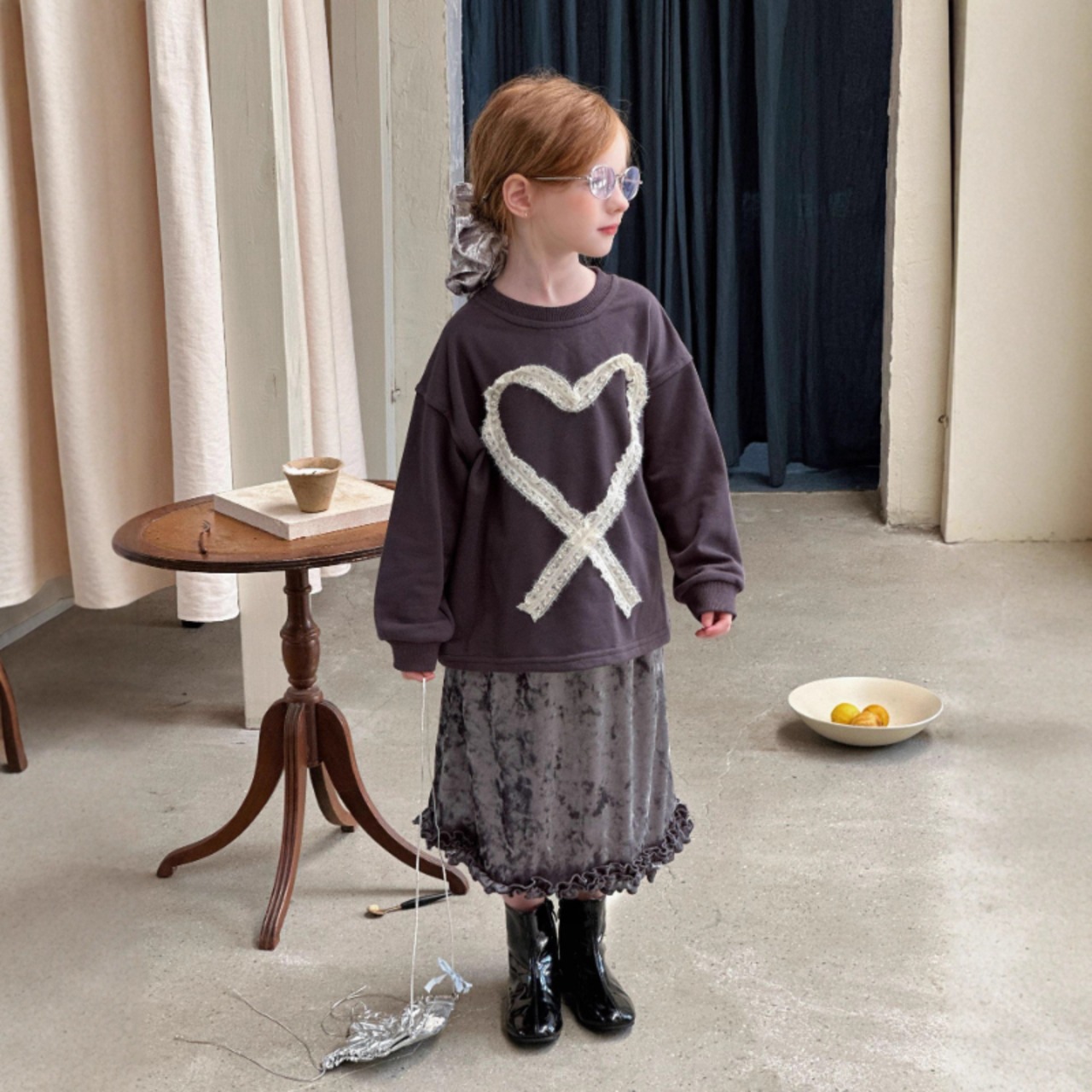 秋ベルベットフリルスカート