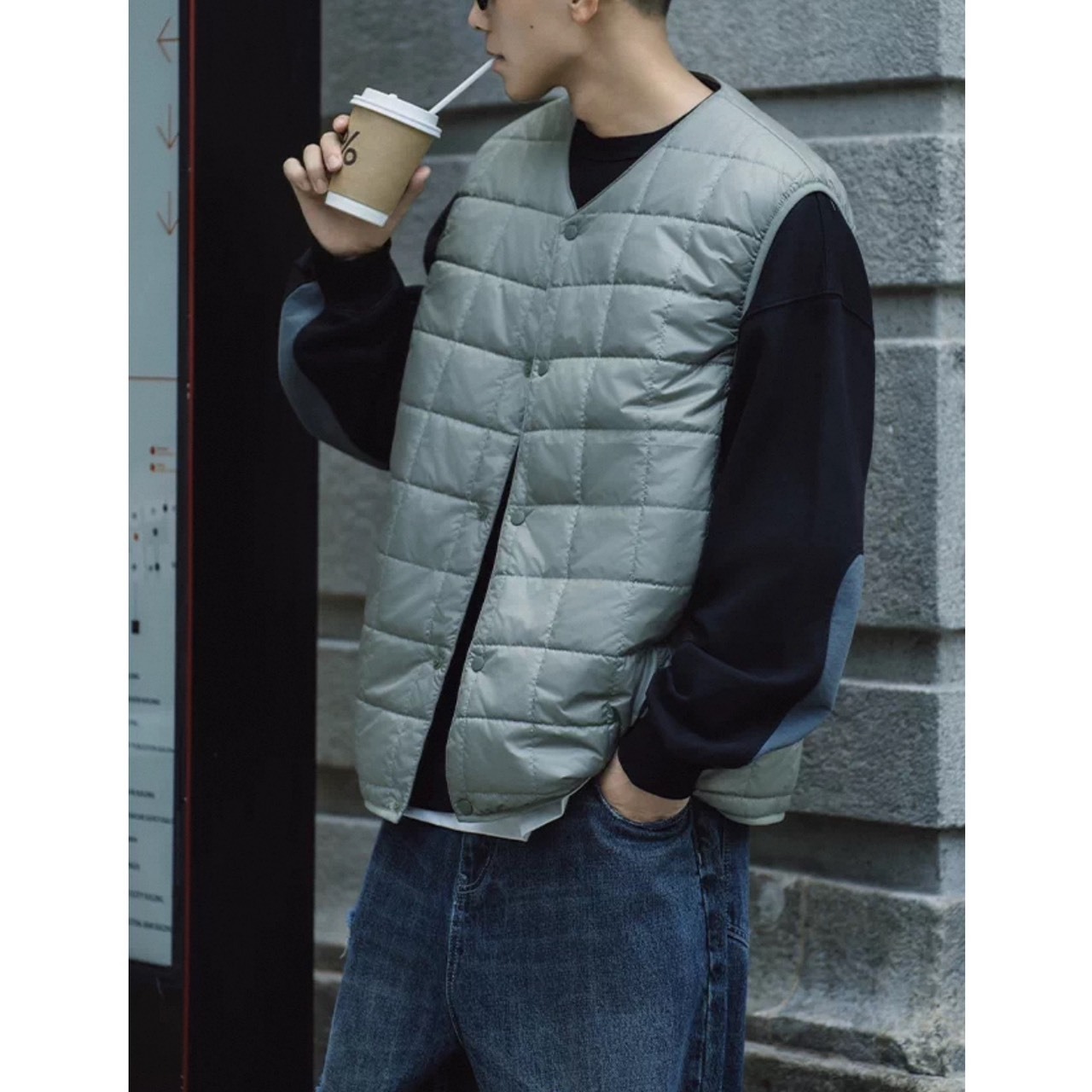 Quilted snap button vest 1533 - 4