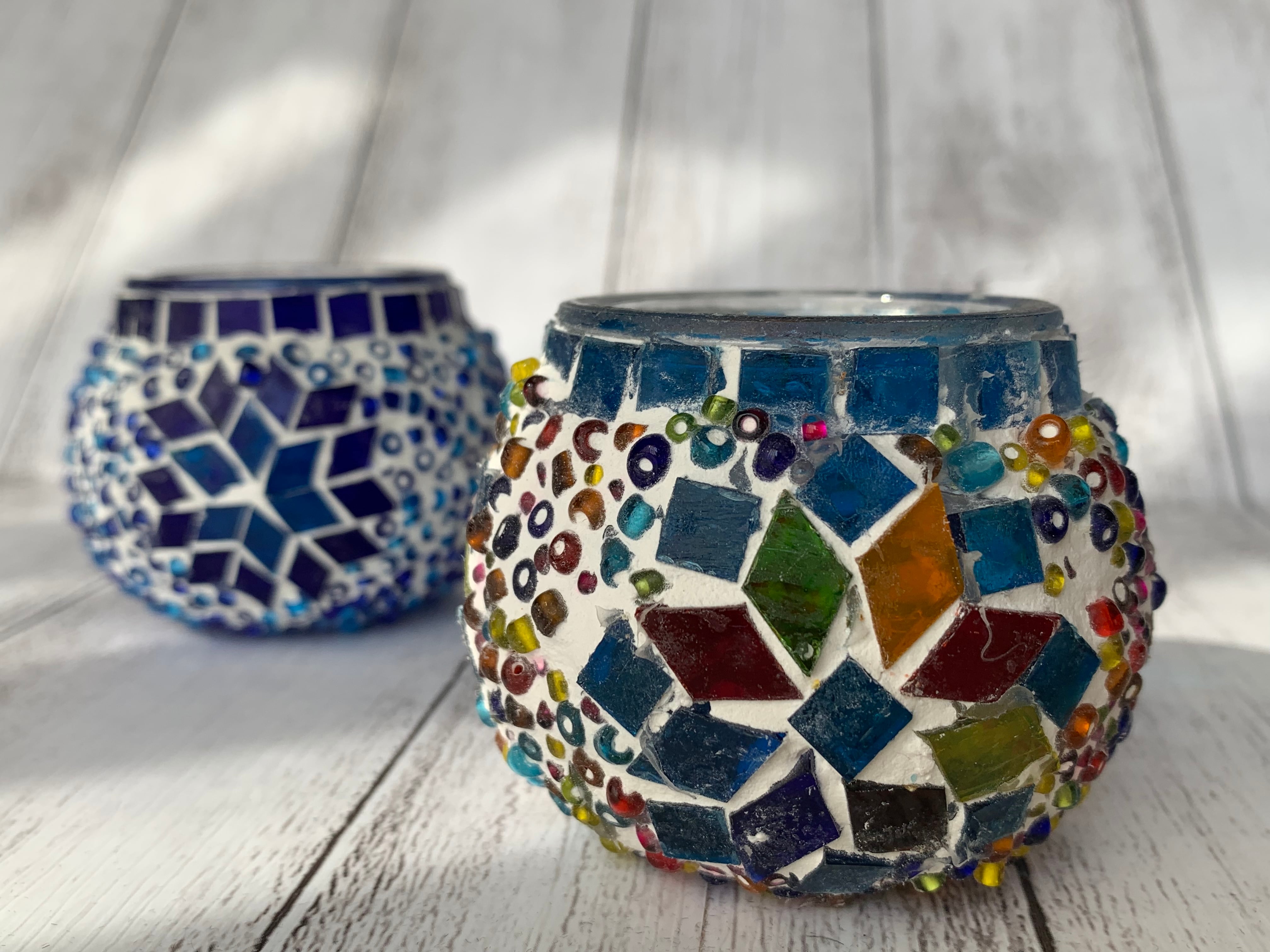 トルコモザイクガラスキャンドルホルダー