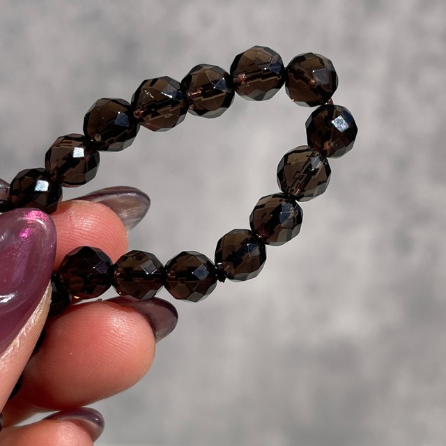 【スモーキークォーツ ブレスレット】フェイスティッド｜16mm｜天然石ブレスレット