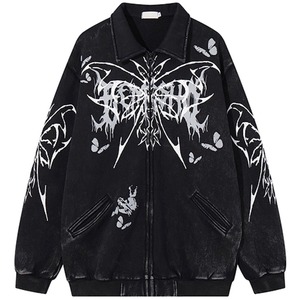 バタフライメタルロゴグラフィックジップアップビンテージジャケット（2カラーあり）（ruf_02530）