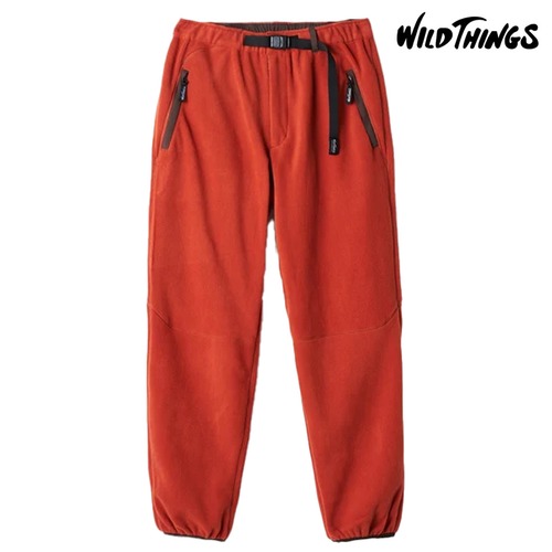 WILD THINGS ワイルドシングス バルキーフリースパンツ BULKY FLEECE PANTS メンズ イージーパンツ リラックスフィット ストレートパンツ ウェビングベルト 配色 切り替え TERACOTTA