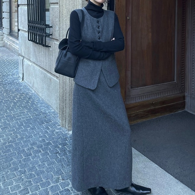 【Set】Gilet and skirt set(ジレ＆スカートセット)