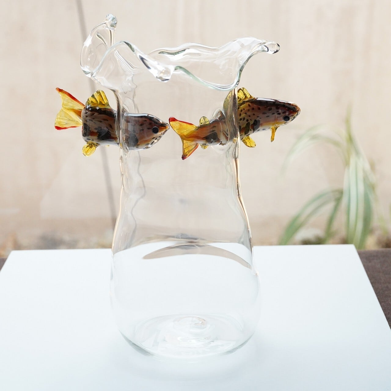 竹川久仁子】耐熱ガラス あまご花器T-37 | ろにせら ギャラリーと雑貨