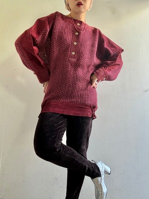 1980s Vintage Leather/Knit Combination Top