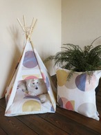 ペットティピー★Premium pet tee pee【Circle】特典付★45cm×45cm同柄クッションカバー