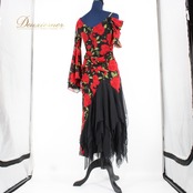 社交ダンス 衣装 スタンダード ドレス ワンピース パーティ衣装 女性用 レディース オールシーズン 赤 緑 黒 ブラック系 レッド系 グリーン系 花柄 レース シック フラワープリント アシンメトリー デザイン エレガント 舞台衣装 イベント ルームウェア ダンスパフォーマンス ステージ衣装 パーティー スタイル 伸縮性 おしゃれ 流行 トレンド