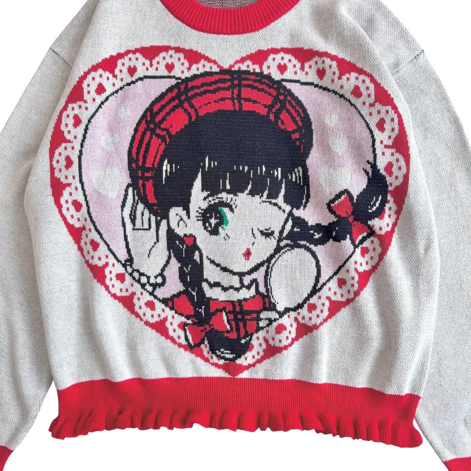 黒髪少女ニット