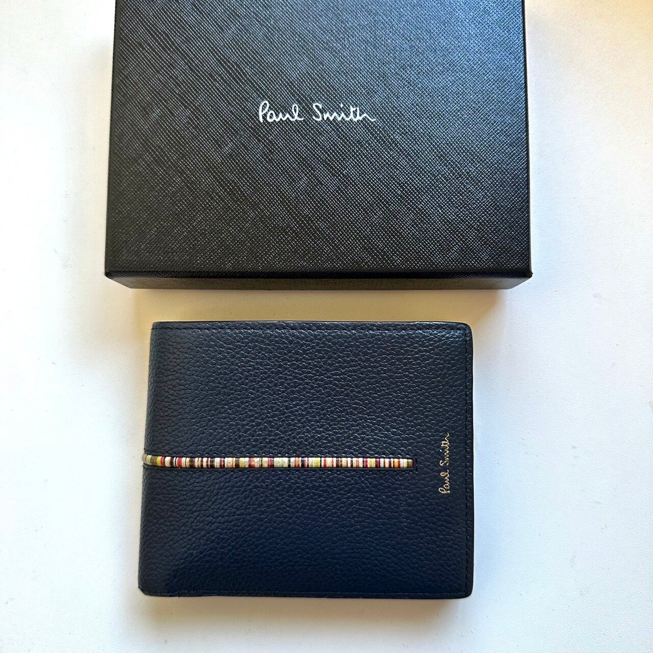ポールスミス Paul Smith 二つ折り財布 マルチストライプ ネイビー