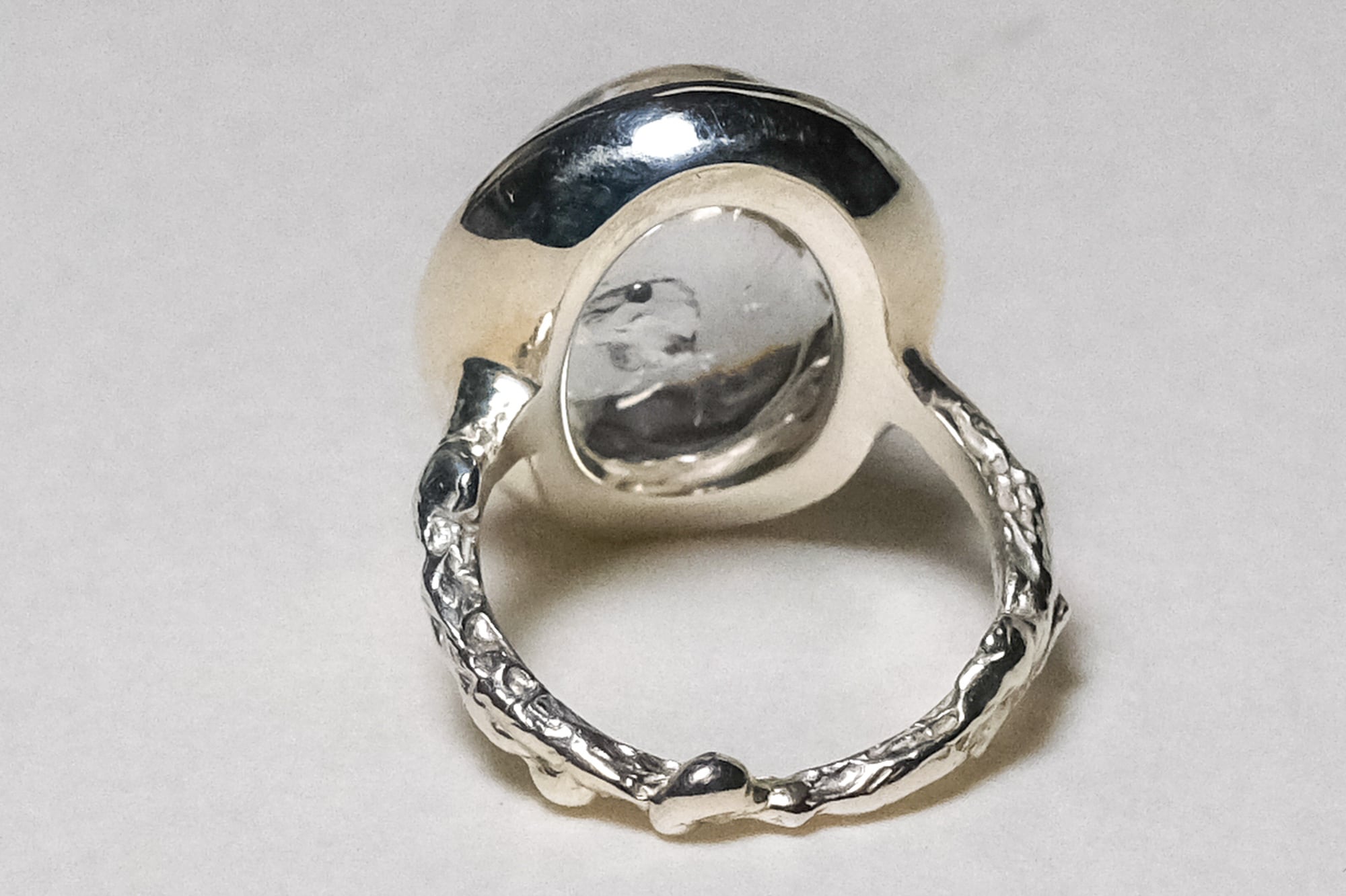 狭間 水入り水晶 リング silver no,373