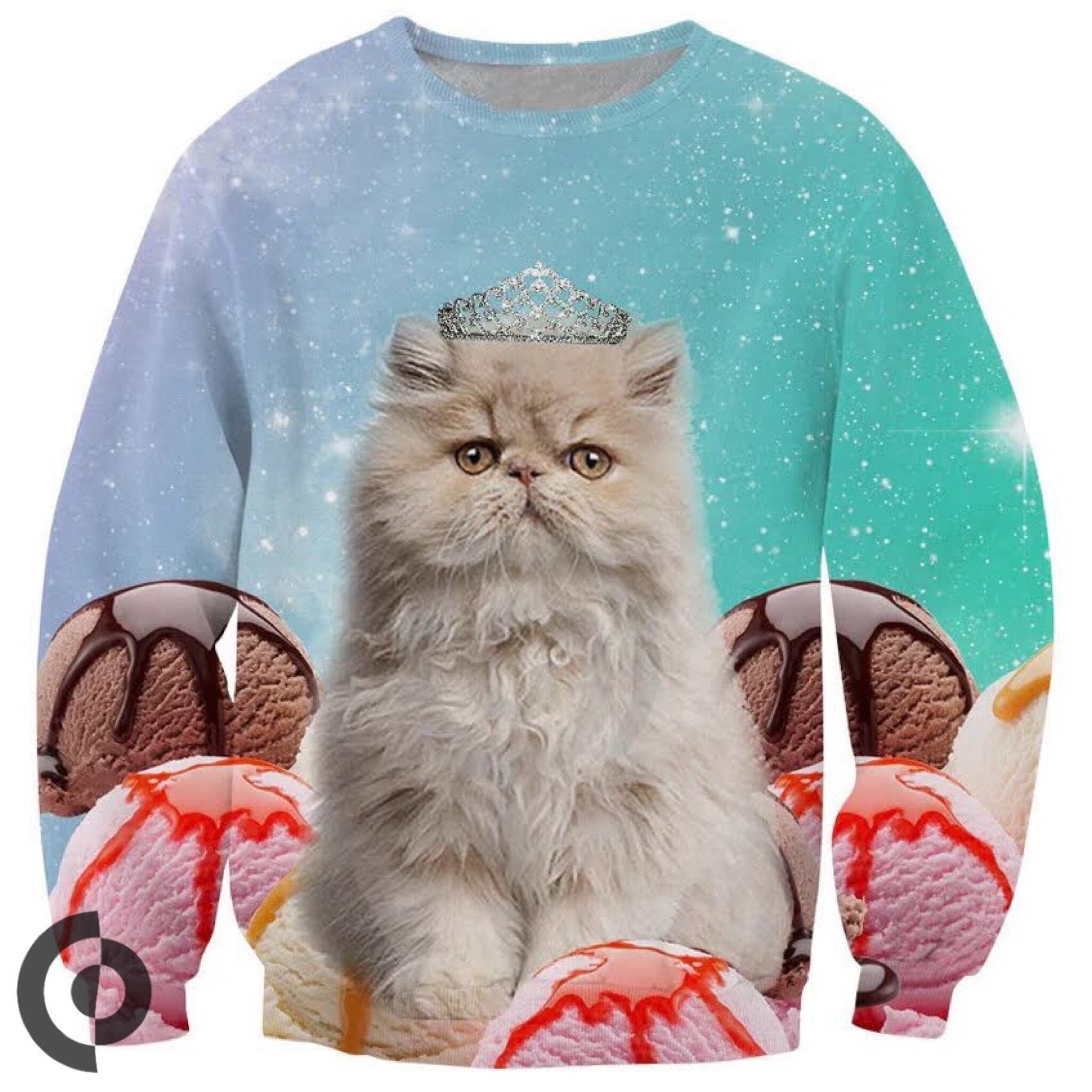 猫 × アイスクリーム / ロングTシャツ ロンT 長袖 Tシャツワンピース 