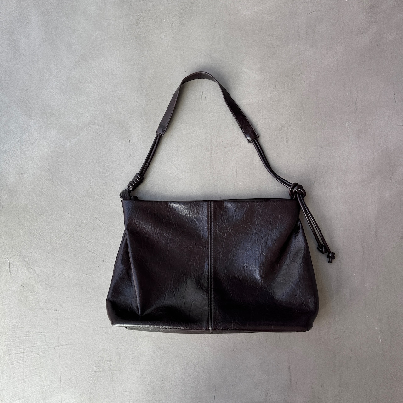 Grained eco leather 2way bag/bordeaux brown