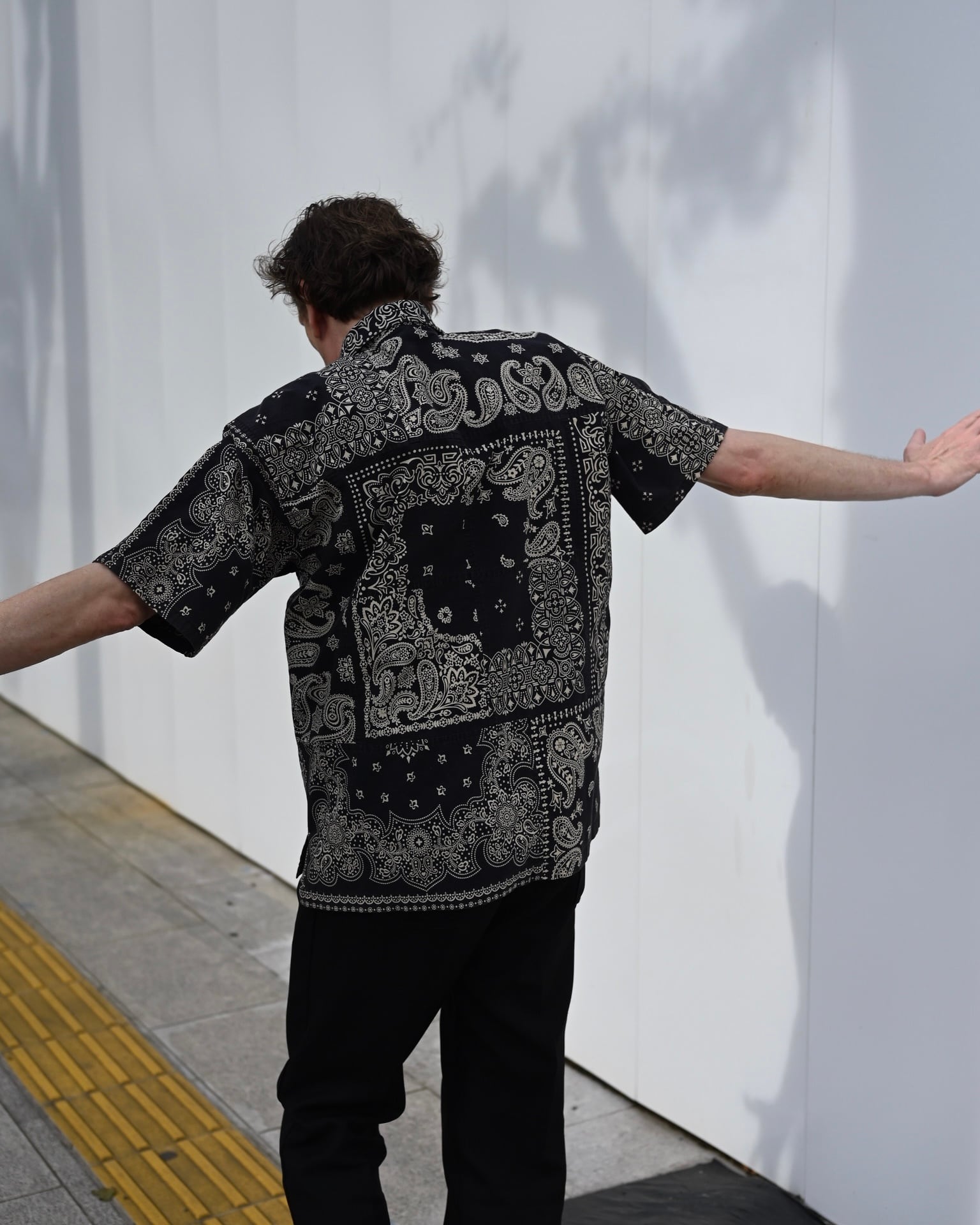 Bandana Short-sleeve Shirt c/# Vintage Processing Black
