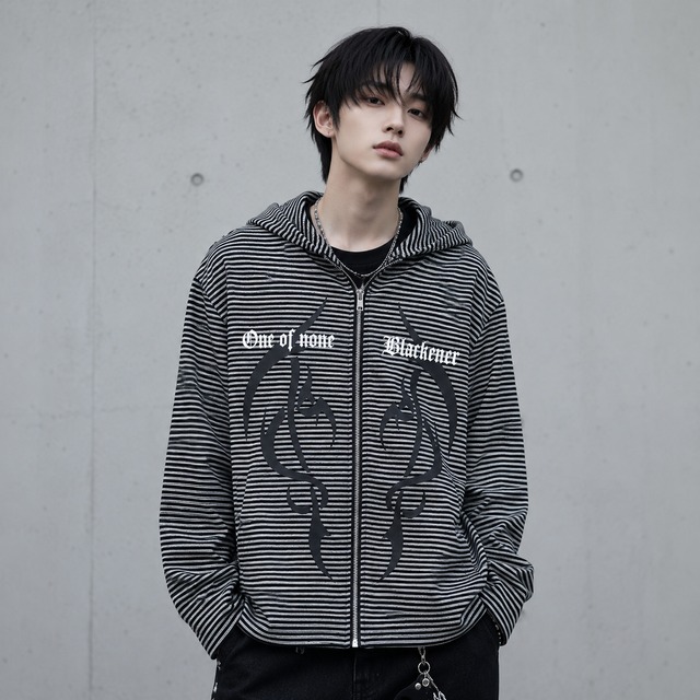 Zipper Slim Fit Hooded Jacket 0004