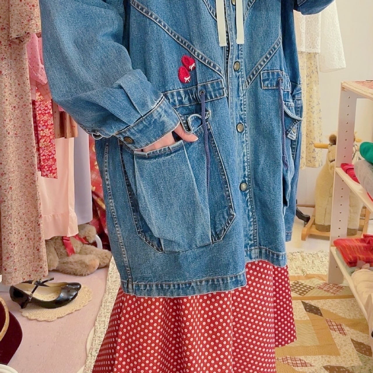 remake ✂︎ walking dwarf frill collar denim jacket