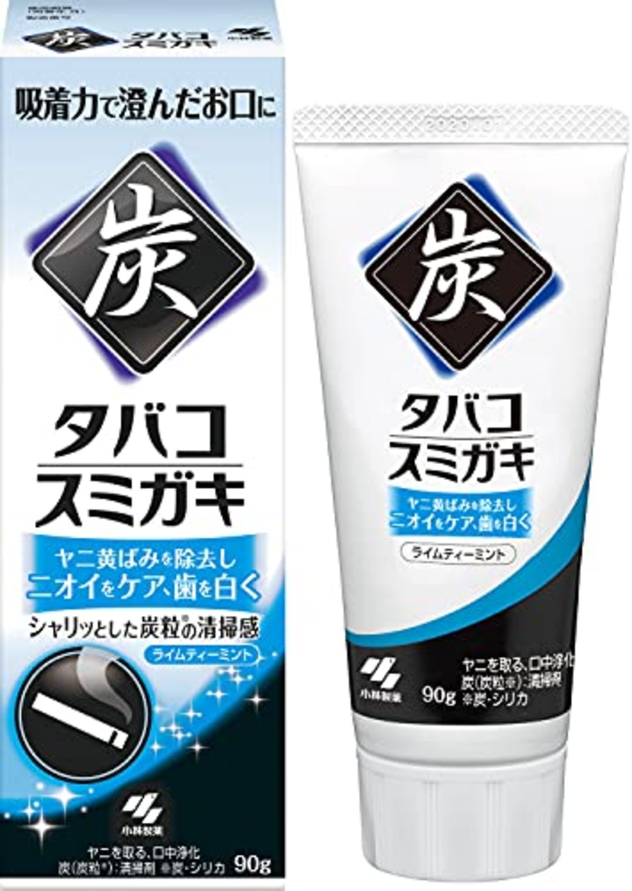 タバコ スミガキ ライムティーミントの香り ヤニ、黄ばみを白く 歯みがき 90g 小林製薬 90G 1点