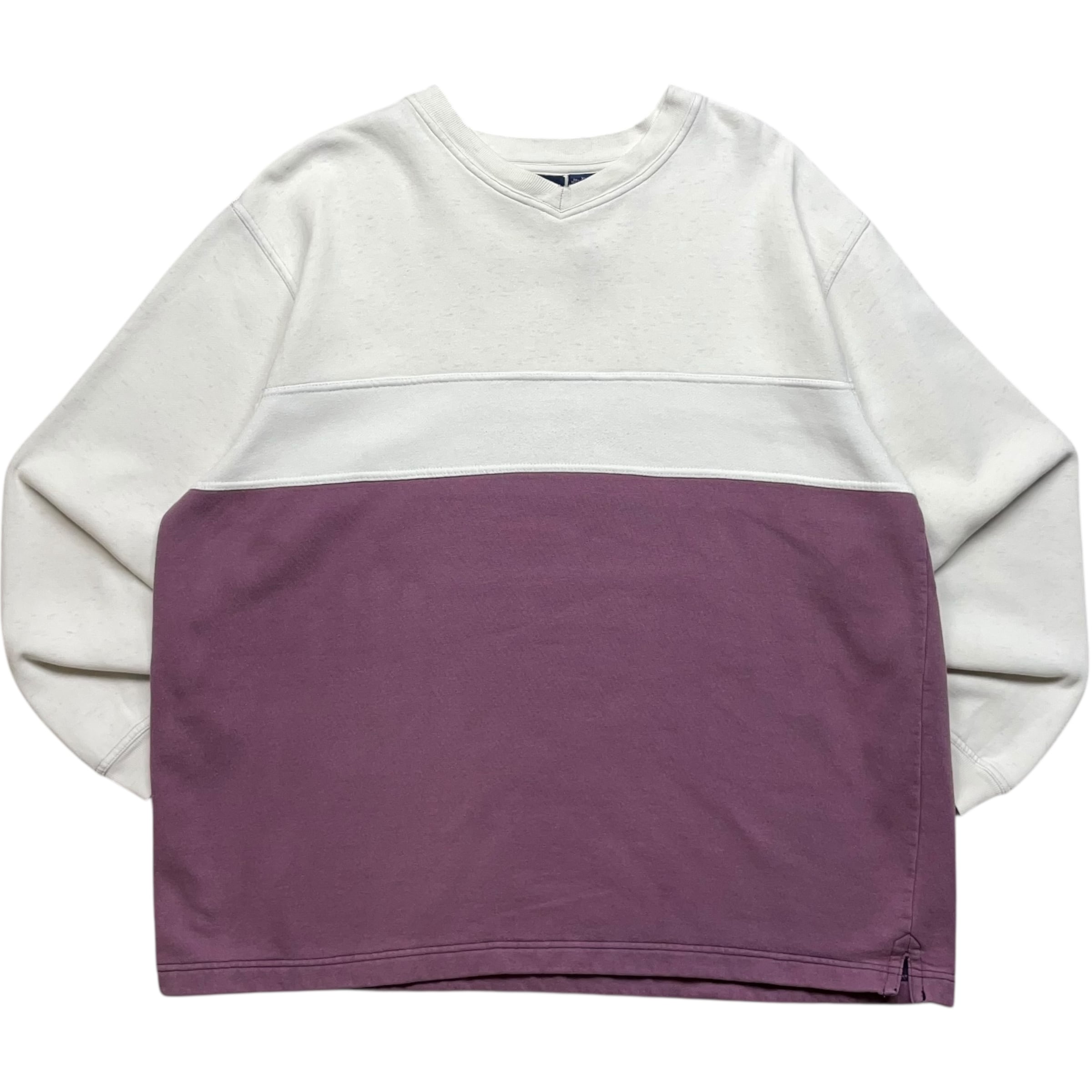 《XL》 OLD GAP オールドギャップ スウェット 切り替え ホワイト パープル 90年代 vintage no.9425