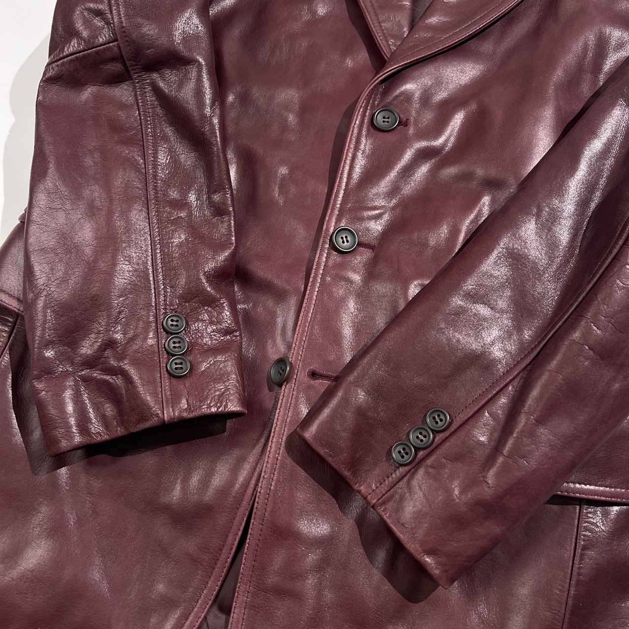 Wind Armor ウィンドアーマー イタリア製 レザー 3B テーラード ジャケット サイズ S /ボルドー系 ニチワ 牛革 本革 紳士