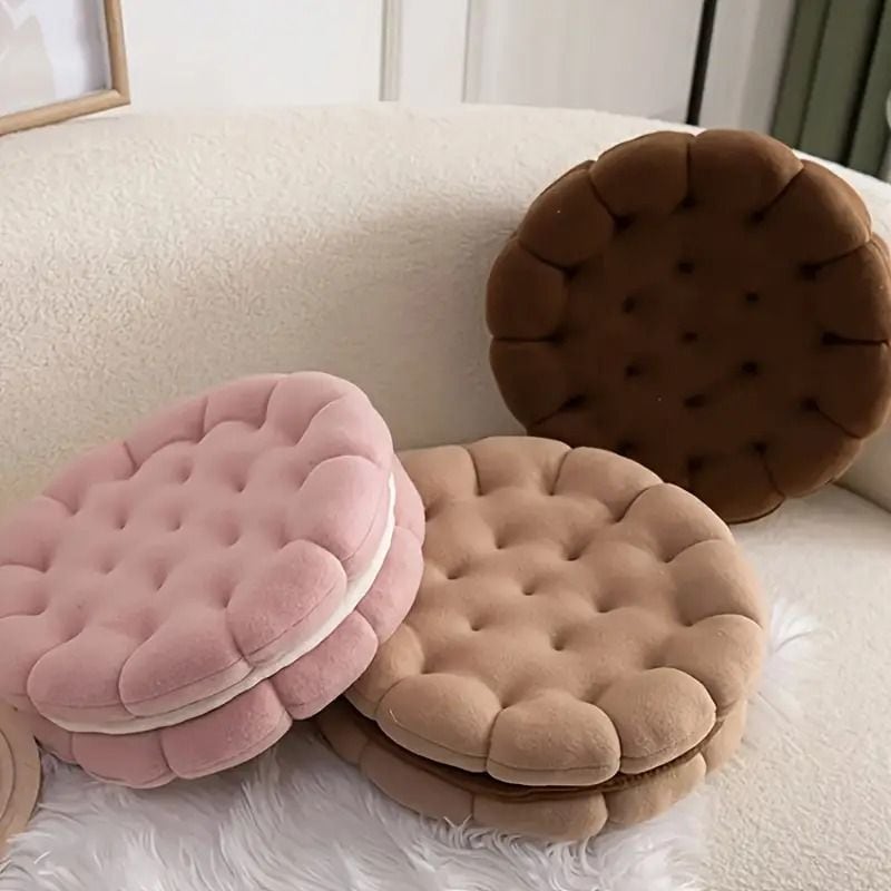 フレンチ風❁⃘*.゜可愛いバスケットのピンクッション。:°ஐ..♡*インテリア雑貨 ビスケットクッション コーヒー ピンク アプリコット かわいい 座布団