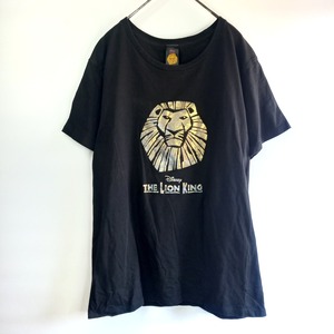 ディズニー　ライオンキング　クルーネック　カットソー　半袖　ビッグロゴ　黒　L