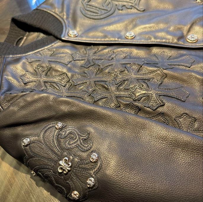 CHROME HEARTS クロムハーツ オールレザーレターマン ジャケット