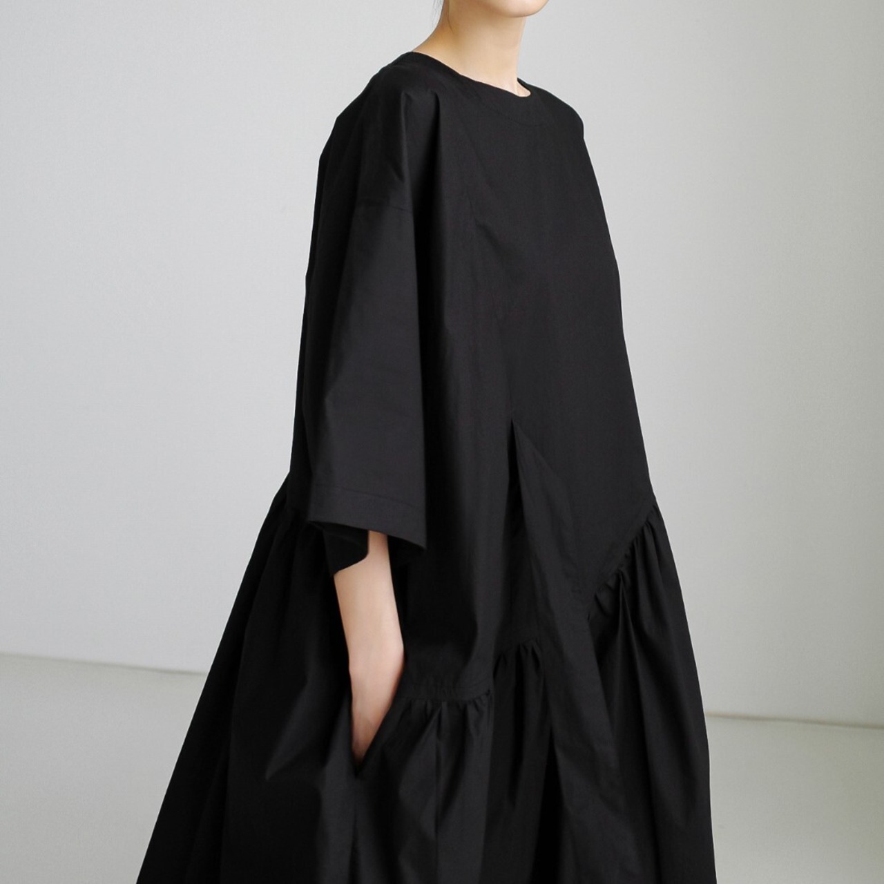 Ribbon Knot Simple Long Dress / リボン結び シンプル ロング ワンピース