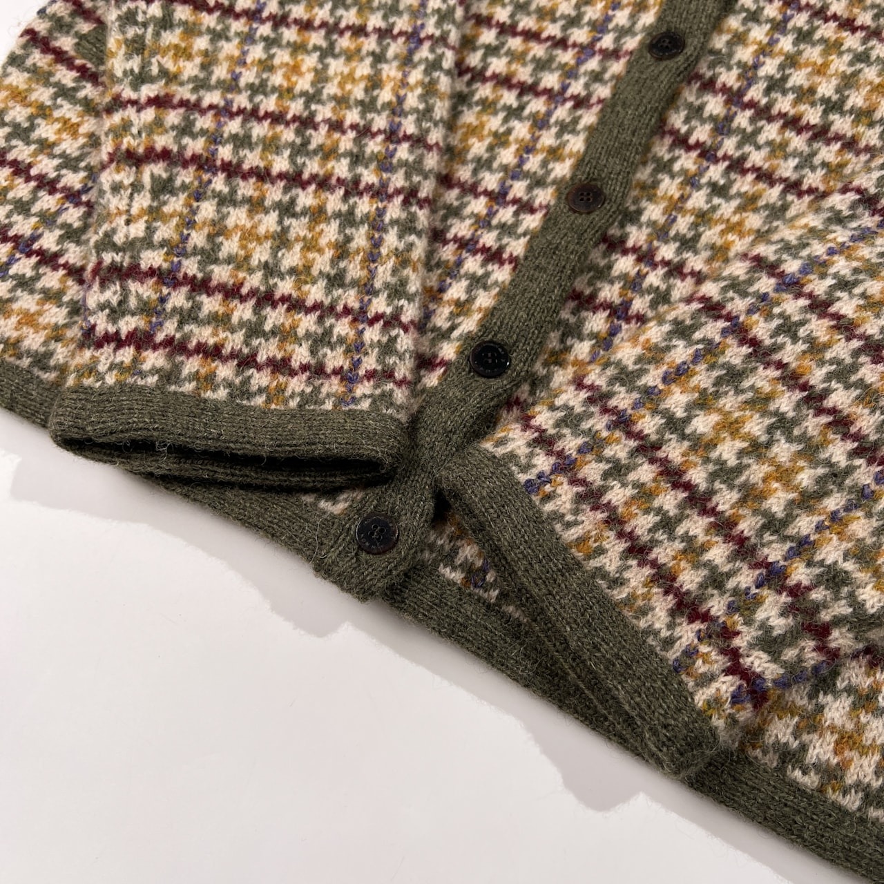 Mademoiselle NON NON マドモアゼルノンノン マルチ チェック ウールニット ハイネック カーディガン ジャケット サイズ M /レディース