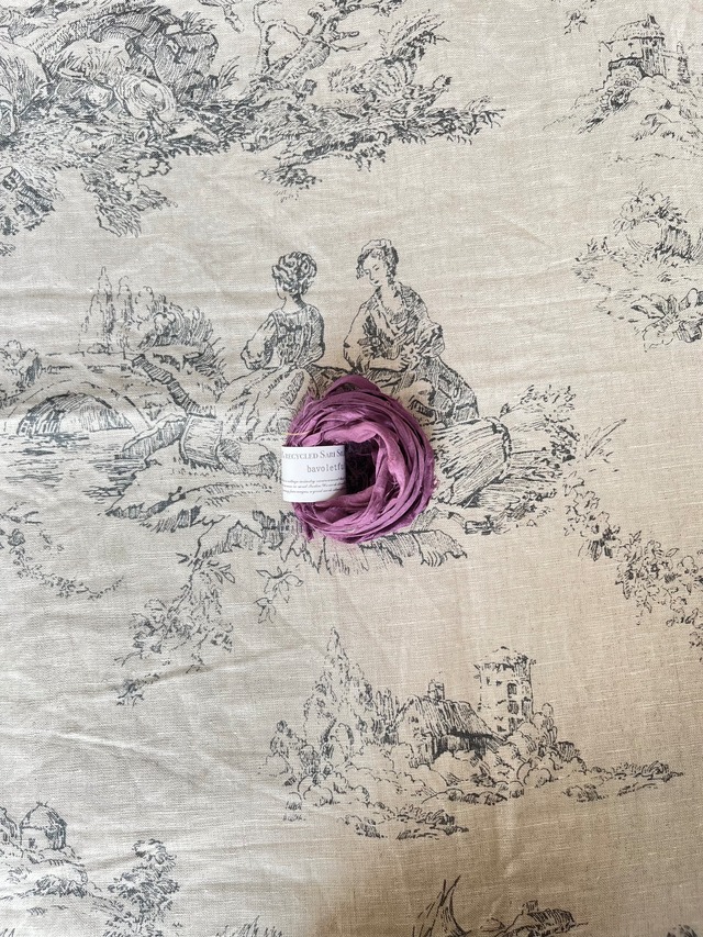 リサイクル サリー シルク リボンRecycled Sari silk ribbon  ／26-6.ベリー　3m
