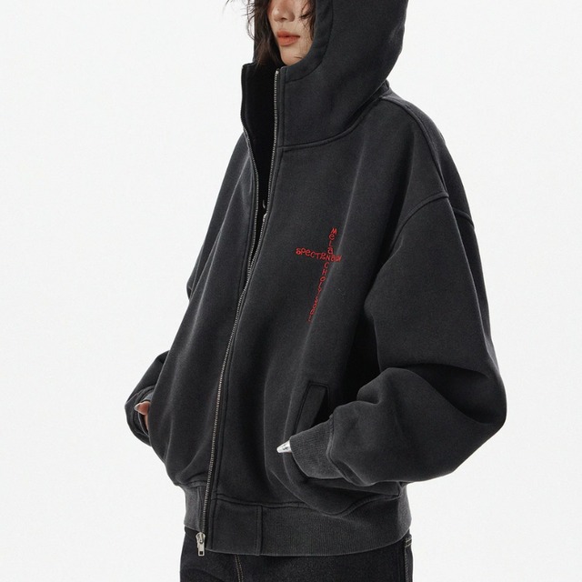 devil horn zip-up hoodie　デビルホーンジップパーカー　J2169