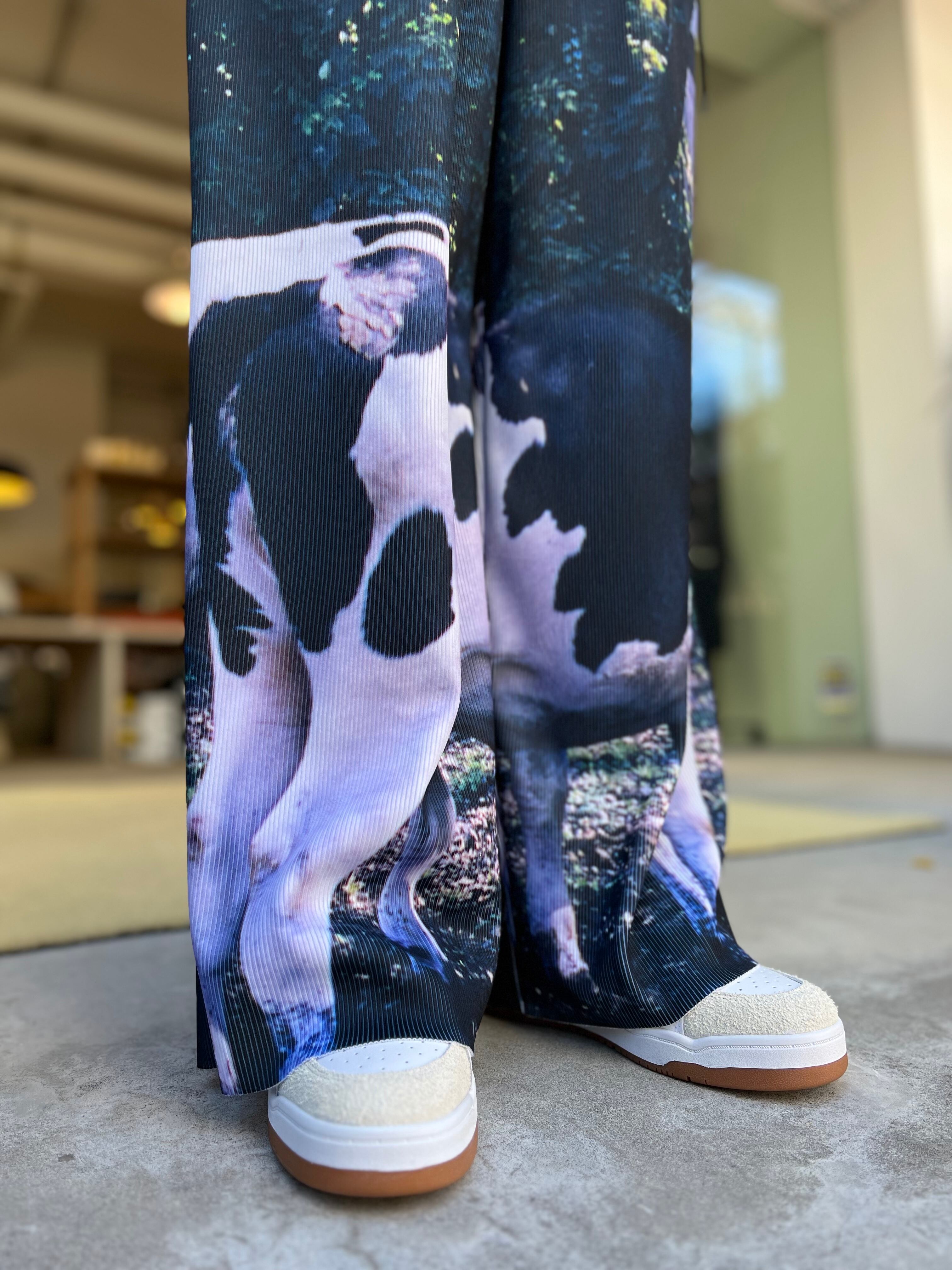 NON TOKYO PRINT RIB WIDE PANTS COW