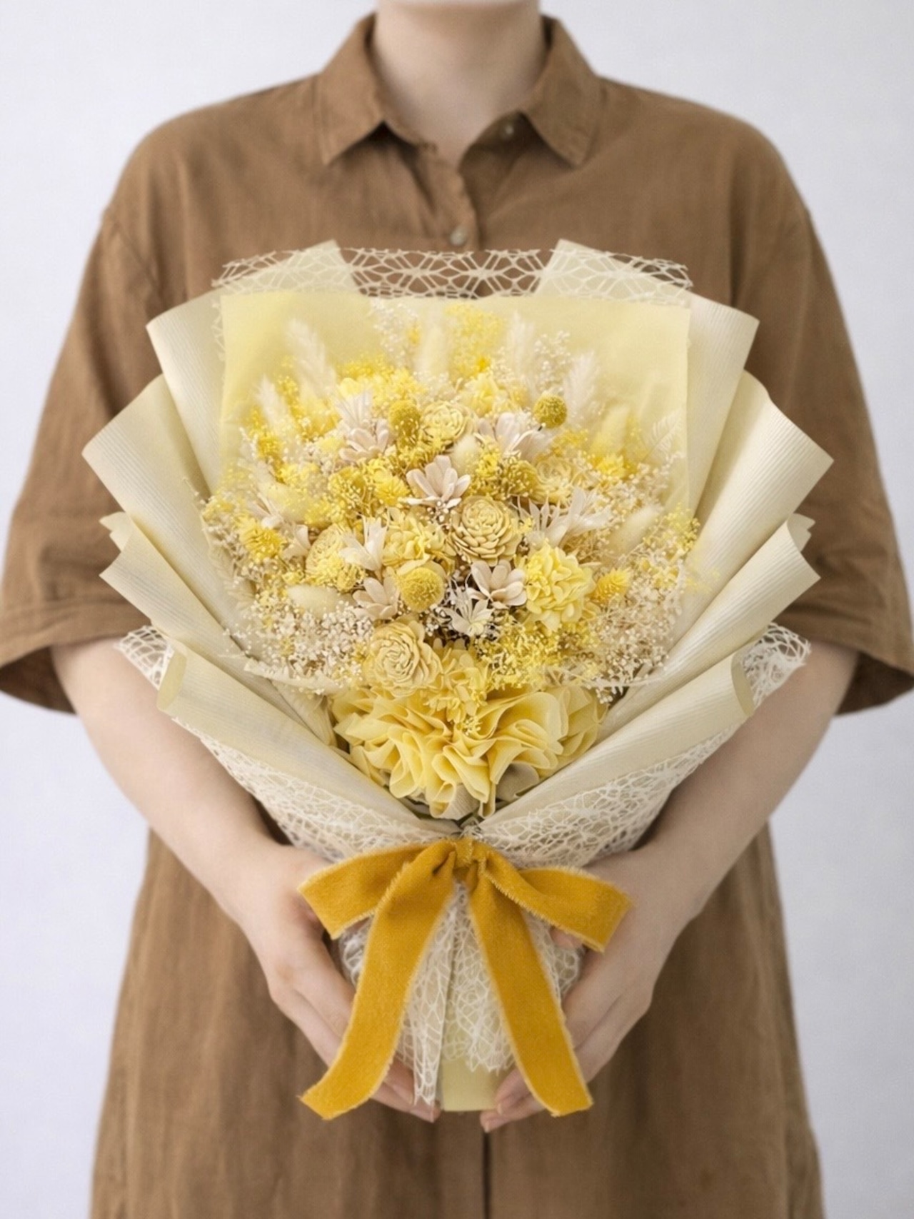 ドライフラワー花束(蜂蜜色) □Lサイズ 【定番商品】 画像5