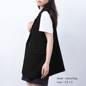 ベスト テーラード ジレ レディース 春 夏 秋 韓国 ノースリーブ ジャケット 大人 カジュアル きれいめ シンプル 通勤 ビジネス オフィス フォーマル 体型カバー ライトアウター 大人可愛い 大人女子