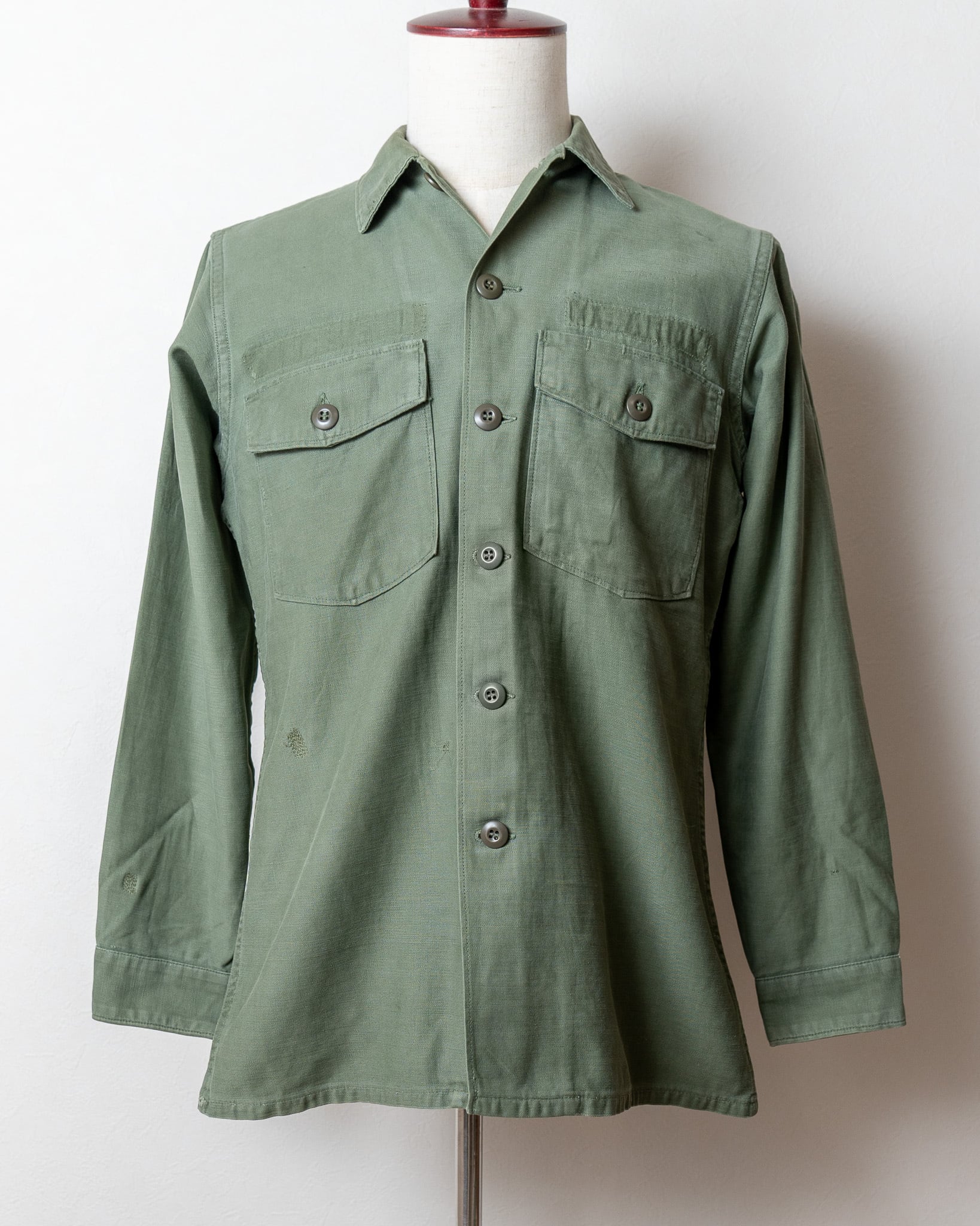 15 1/2】U.S.Army 70's OG-107 Utility Shirt Cotton100％ 