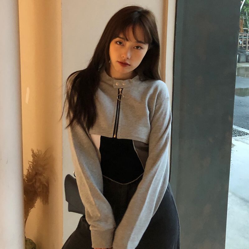 レッドセーター ジャケット オータムショートルーズカジュアルトップス ストリート 秋物 モンロー48307632108