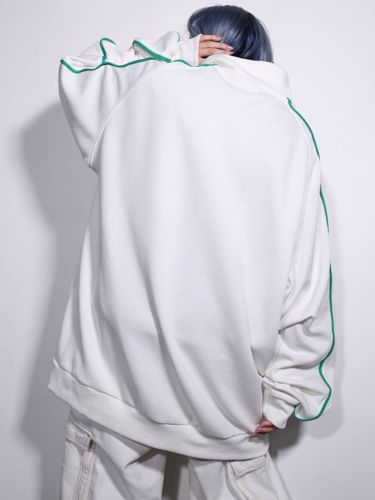 "South Pole" white×green good coloring over silhouette track jacket - 6
