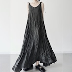 Pleated Irregular V-Neck Spaghetti Strap Dress (ME377)