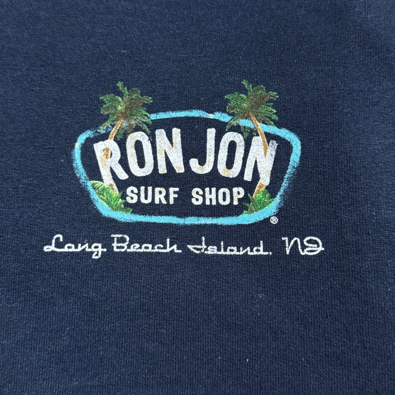 RONJON ワンポイントロゴ バックプリント CAR 車 スウェット パーカー プルオーバー ネイビー フーディー ロンジョン サーフショップ SUFE M us古着