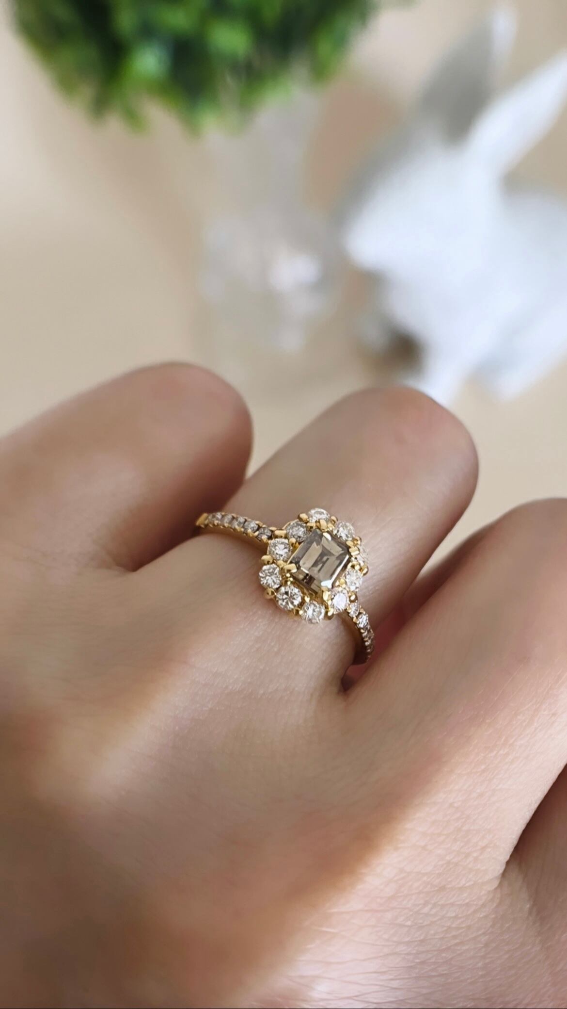 K18 エメラルドカット 天然 ダイヤモンド ゴールド リング ダイヤ  