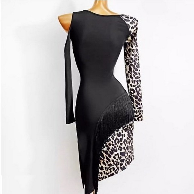 レオパード×フリンジデザイン アシンメトリースカートドレス ds0357