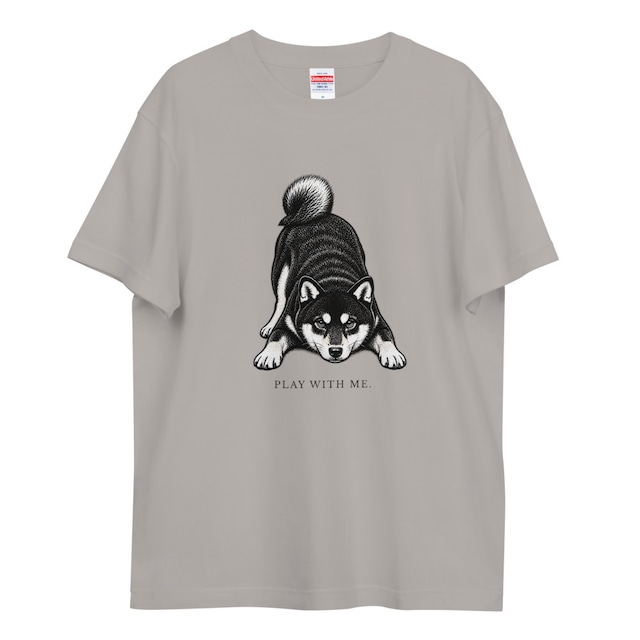 PLAY WITH ME.｜遊びに誘う黒柴Tシャツ｜BD005