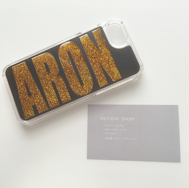 受注発注：name glitter smart phone cover black 