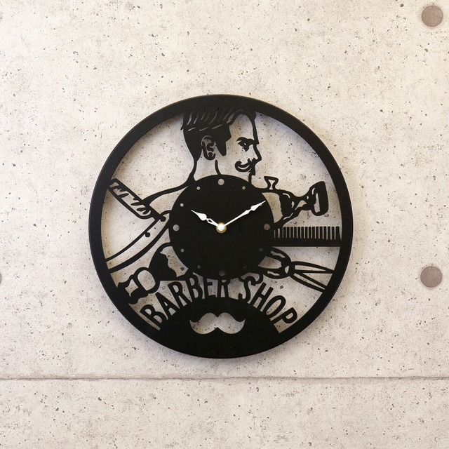 メタルサインウォールクロックBARBER SHOP