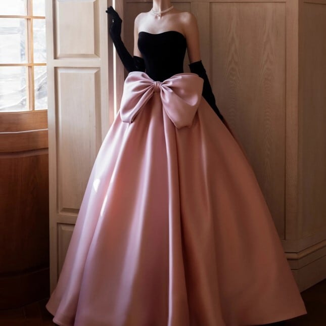 バイカラー ベアトップ ロングドレス 3Color D1153 | 演奏会・ステージ