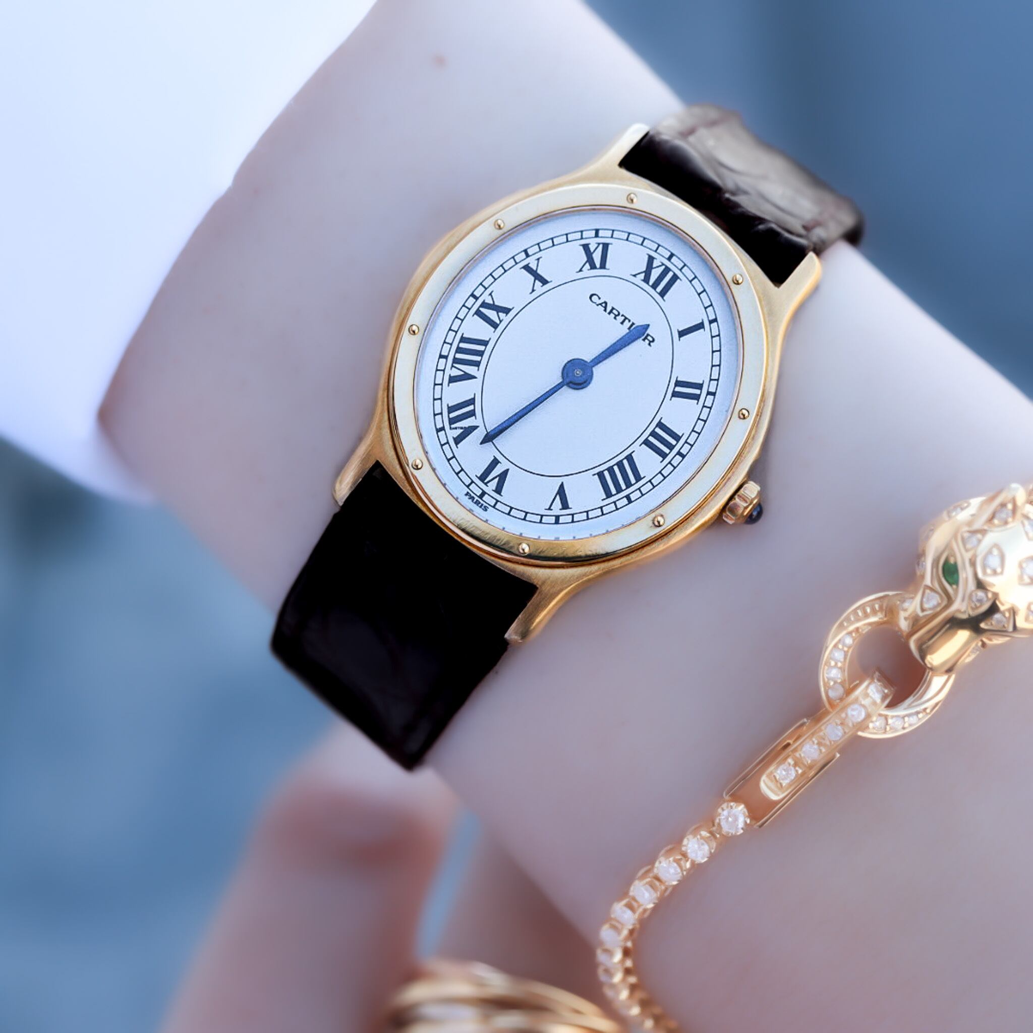 Cartierカルティエ＊サントスオーバル型＊ゴールド&シルバー＊ 暗め 