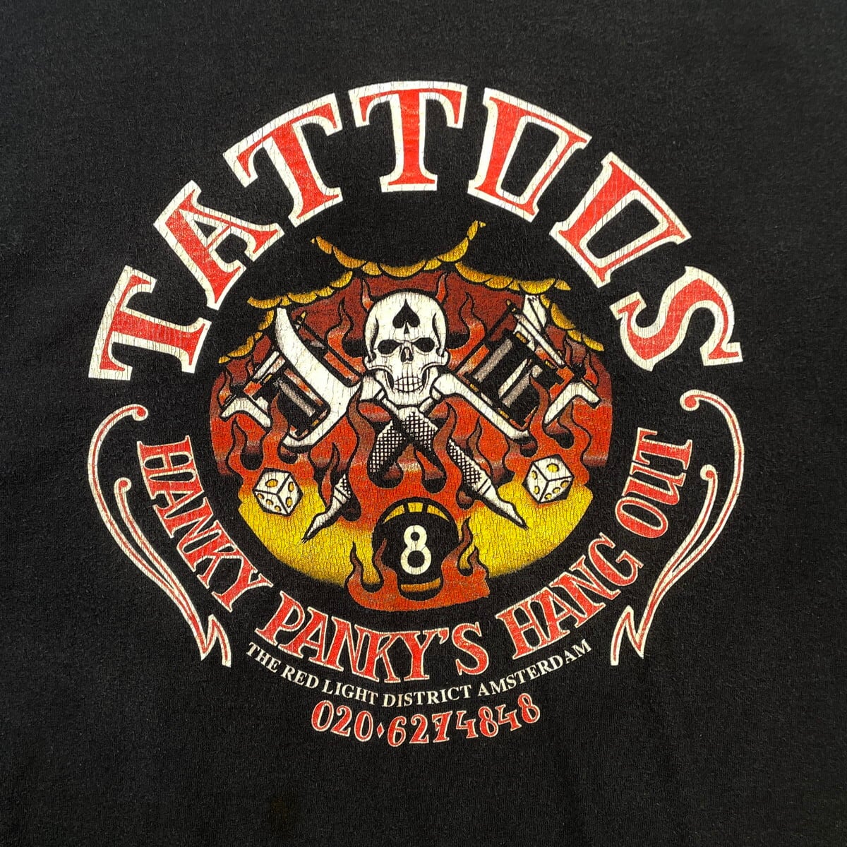 90S ビンテージ スカルプリント Tシャツ タトゥーデザイン L相当 90年代 TATTOOS タトゥーショップ スカル プリントTシャツ メンズXL